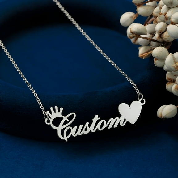 DESIGNICE Custom Name Pendant Necklaces for Women Men Stainless Steel Customized Heart Choker Personalized Goth Neck Chain Jewelry