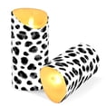 thumbnail image 3 of Black and White Dotted Pattern Flameless Candles 2 PCS with Remote Realistic Moving Flame LED Tapered Pillar Set for Home Decor, 3 of 7