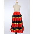 thumbnail image 4 of Jhaoyu Kids Girls Spanish Bull Dance Skirt Belly Dance Skirts Big Swing Flamenco Gypsy Dancer Red&Black 166-175, 4 of 7