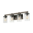 thumbnail image 3 of LNC 4-Light Black Cylinder Clear Glass Modern Farmhouse Wood Tone Bathroom Vanity Light, 3 of 14