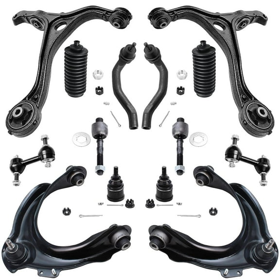 Detroit Axle - Front End 14pc Suspension Kit for 2003-2007 Honda Accord, 04-08 Acura TSX, 4 Control Arms 2 Ball Joints 4 Tie Rods 2 Sway Bars 2 Boots 2004 2005 2006 2007 Replacement