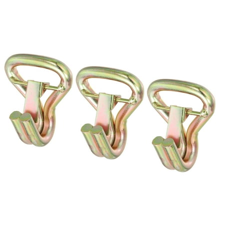 

Ratchet Double J Strap Hook with Latch Load 11023 Lbs Zinc Color for 2 Tie Down Strap 3 Pack