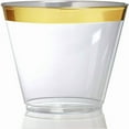 thumbnail image 4 of 9 oz Gold-Rim Disposable Plastic Cups (100 Pack) Elegant Tumblers Glasses for Parties, Weddings, Holidays, Dessert Tumbler, Bulk Drinking Cup for Fruit Punch, Cocktails, Wine, 4 of 8