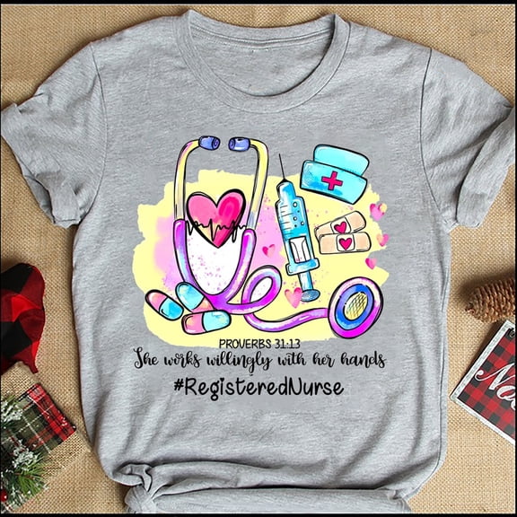 BandRole She Works Willingly With Her Hands Registered Nurse Shirt, Colorful RN Shirt, Unisex Tee