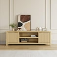 thumbnail image 5 of Fluted TV Stand for 80 Inch, Modern Entertainment Center with Storage, Wooden Media Console Cabinet with Fluted Door and Gold Handle for Living Room Bedroom, Natural Oak, 5 of 7