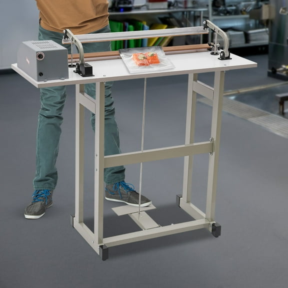 22.8" Foot Pedal Impulse Sealer 2-in-1 Heat Sealing Machine Plastic Bag Sealer 110V