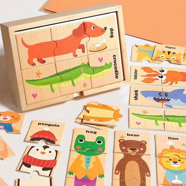 Herunwer Wooden Toddler Puzzles Animal Puzzle Learning Toys Wooden Puzzle Boards Gifts - Animals Letters Occupation