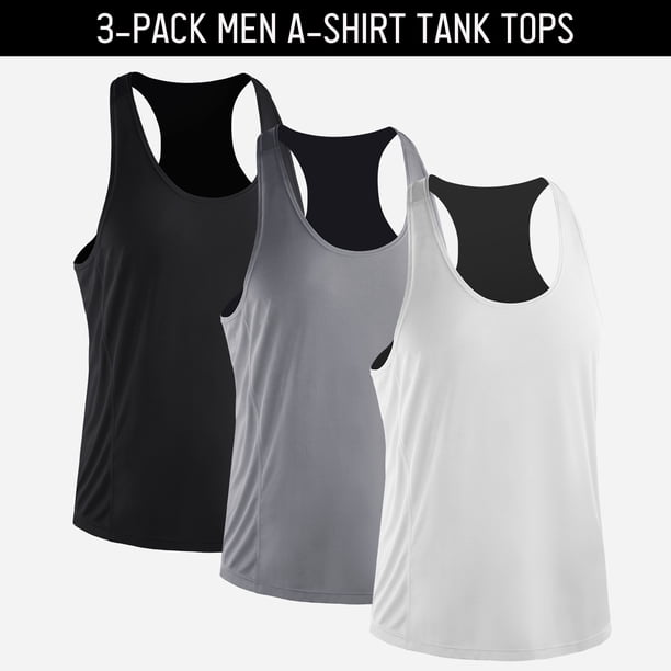 Paquete de 3 camisetas sin mangas para hombre, camisetas sin mangas, secado rápido, gimnasio, entren Abanopi Chaleco deportivo