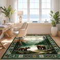 thumbnail image 3 of Design&I 4'x6' Washable Area Rug Cabin Sunset Wildlife Forest Border Woodland Bathroom Medieval for Reading Nook, Bedroom, Pet Friendly & Non-Slip Built-In Grip, 3 of 7