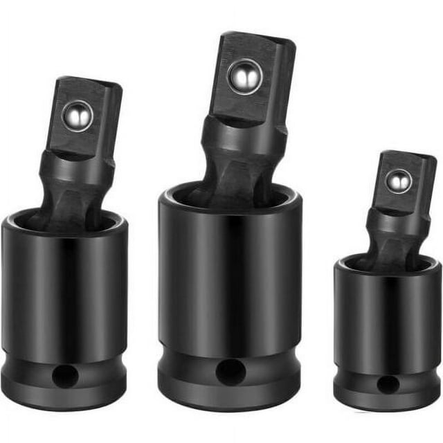 Conception de Joint Sans Pinces Adaptateur de Joint Universel, Outils de Impact Drive Prise Pivotante en Alliage d'Acier Chromé Vanadium, Rotation à 360 Degrés Extension de Prise Flexible pour Clés Électriques à Air, 3 Pcs