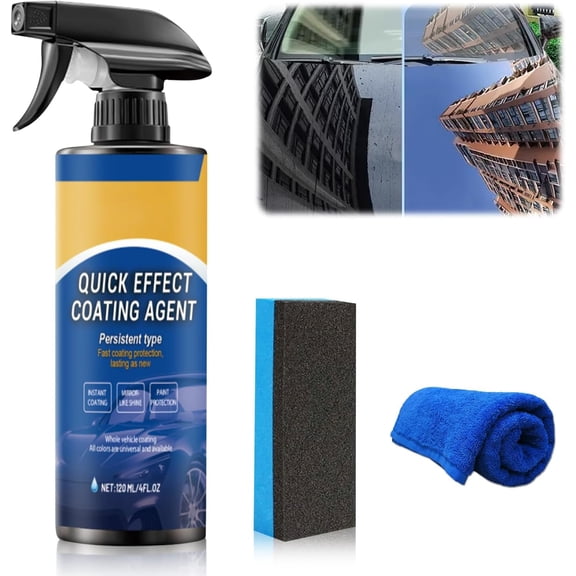 Quick Effect Coating Agent, 4FT.OZ Quick Shine Car Coating Spray for Cleaning Shining Protection with Sponge and Cloth