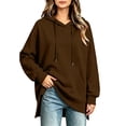 thumbnail image 2 of Paiwinds Women's Oversized Sweatshirts Cozy Hooded Long Sleeve Pullover with Drawstring and Front Pocket Casual Relaxed Fit Side Vent Tunic Tops, 2 of 6