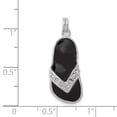 thumbnail image 2 of 925 Sterling Silver Polished Open back Black Enameled Crystal Flip Flop Charm Pendant Necklace Measures 23x10mm Wide Jew, 2 of 5