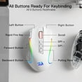 thumbnail image 5 of Redragon M612 PRO RGB Gaming Mouse, 8000 DPI Wired/Wireless Optical Gamer Mouse with 9 Programmable Buttons & 6 Backlit Modes, BT & 2.4G Wireless, Software Supports, White, 5 of 8