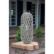 Tall Grey Willow Lantern With Glass - Large