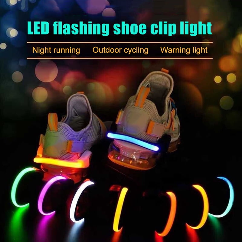 LED Luminous Shoe Clip Light Night Safety Warning Bike Running Sports Outdoor EC 