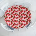 thumbnail image 3 of Ambesonne Fruit Fitted Round Tablecloth, Juicy Strawberries Summer, 40"- 44" Diameter, Green Pink Red, 3 of 5