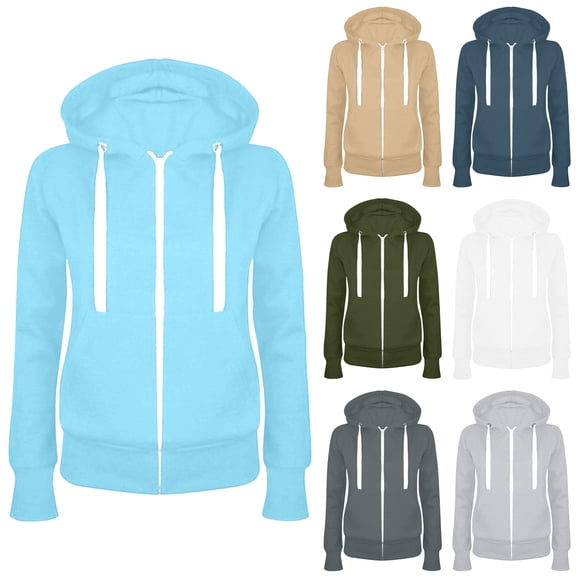 Feancey Women's Zip Up Hoodie Jacket Fall Lightweight Slim Fit Hooded Sweatshirt Comfy Long Sleeve Fleece Jackets with Pockets Fashion Clothes Dark Gray L