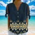 thumbnail image 4 of ATENAR Shirts for Women V Neck Printed Tops for Women Soft Tee Navy L, 4 of 7