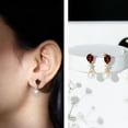 thumbnail image 3 of Rosec Jewels Garnet and Freshwater Pearl Drop Earrings with Moissanite (AAA Quality), 14K Yellow Gold, 3 of 8
