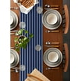thumbnail image 2 of Table Runner Dresser Scarves 72 Inch Long,Nautical Navy Blue and White Stripe Linen Dining Table Runners Modern Minimalist Art Tabletop Scarf for Wedding Holiday Party Kitchen, 2 of 9