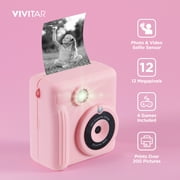 Vivitar InstaPrint Digital Camera, 12MP, 4 Games, 2 Rolls of Paper, Instantly Prints 2 X 3 Pictures -Pink