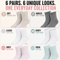 thumbnail image 5 of Girls Whisper Soft Quarter Crew Socks 6 Pack Lightweight Breathable Socks, GREY, L, 5 of 9