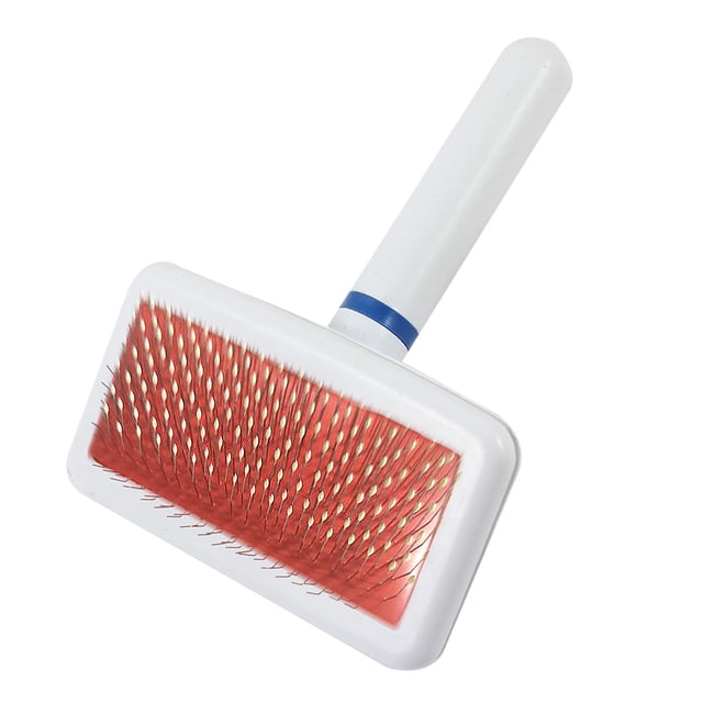 Unique Bargains Plastic Handle Metal Wire Pet Dog Yorkie Grooming Hair Brush Comb White Red