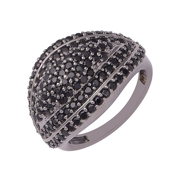 Cluster Round Black Spinel Gemstone 925 Sterling Silver Women Valentines Day Gifts Ring US-5