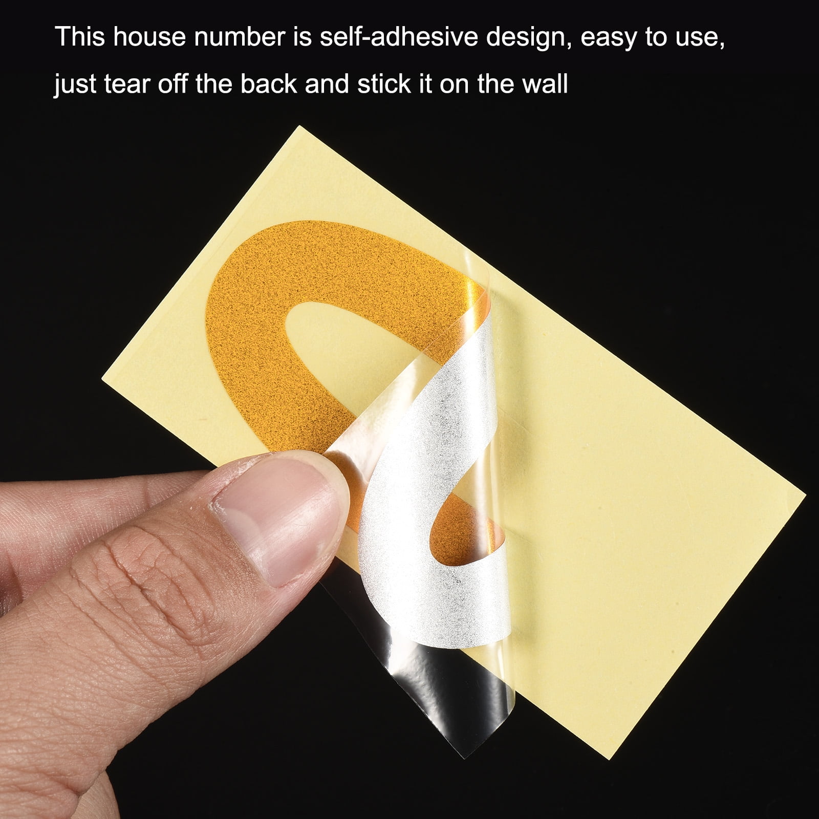 Unique Bargains Reflective Mailbox Numbers Sticker 0-9 Adhesive Number 3.27 Inch Golden 4 Set