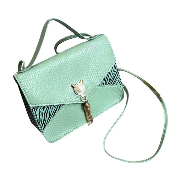 Wxqbjtam Women Flap Shoulder Bags Girls Purses Casual Stylish Portable Tassel Hasp Pocket green