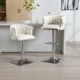thumbnail image 5 of Swivel Bar Stools Set of 2 with Footrest, Modern Boucle Upholstered Counter Height Barstools with Adjustable Lift, Bar Chairs with Metal Base for Pub, Kitchen, Dining Room, Club, Ivory, 5 of 9
