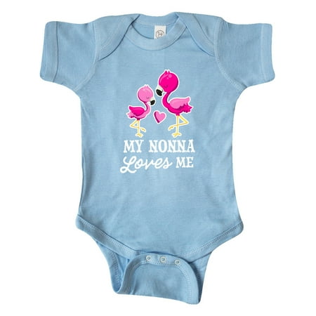 

Inktastic My Nonna Loves me with Two Flamingos Gift Baby Boy or Baby Girl Bodysuit
