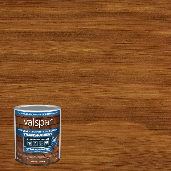Valspar Stain & Sealer Transparent Canyon Brown - Exterior Wood Finish - Quart — Exterior Wood Surfaces, UV-Resistant Formula