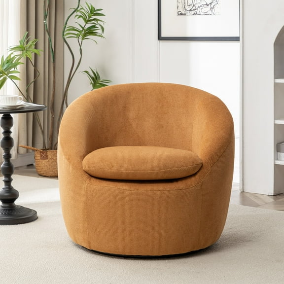 VJIAIEO Winnie Modern Teddy Boucle Fabric Barrel Chair, 360° Swivel