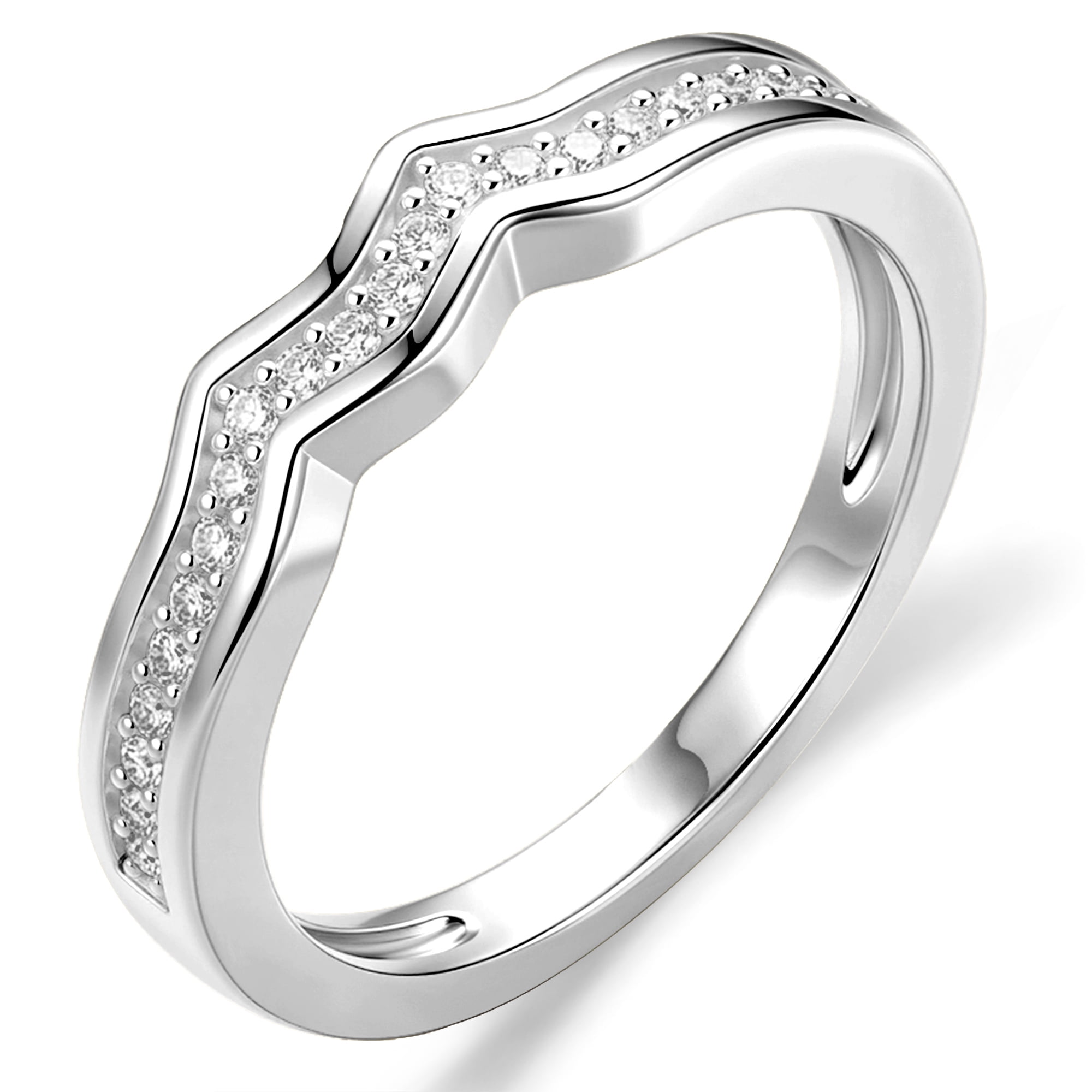 APSVO S925 Sterling Silver Plated Crown Rings for Women CZ Eternity Promise Band Wedding Engagement Birthday Graduation Mothers Day Jewelry Gifts Her Mom Girlfriend Wife Female Adults Teen Ideas
