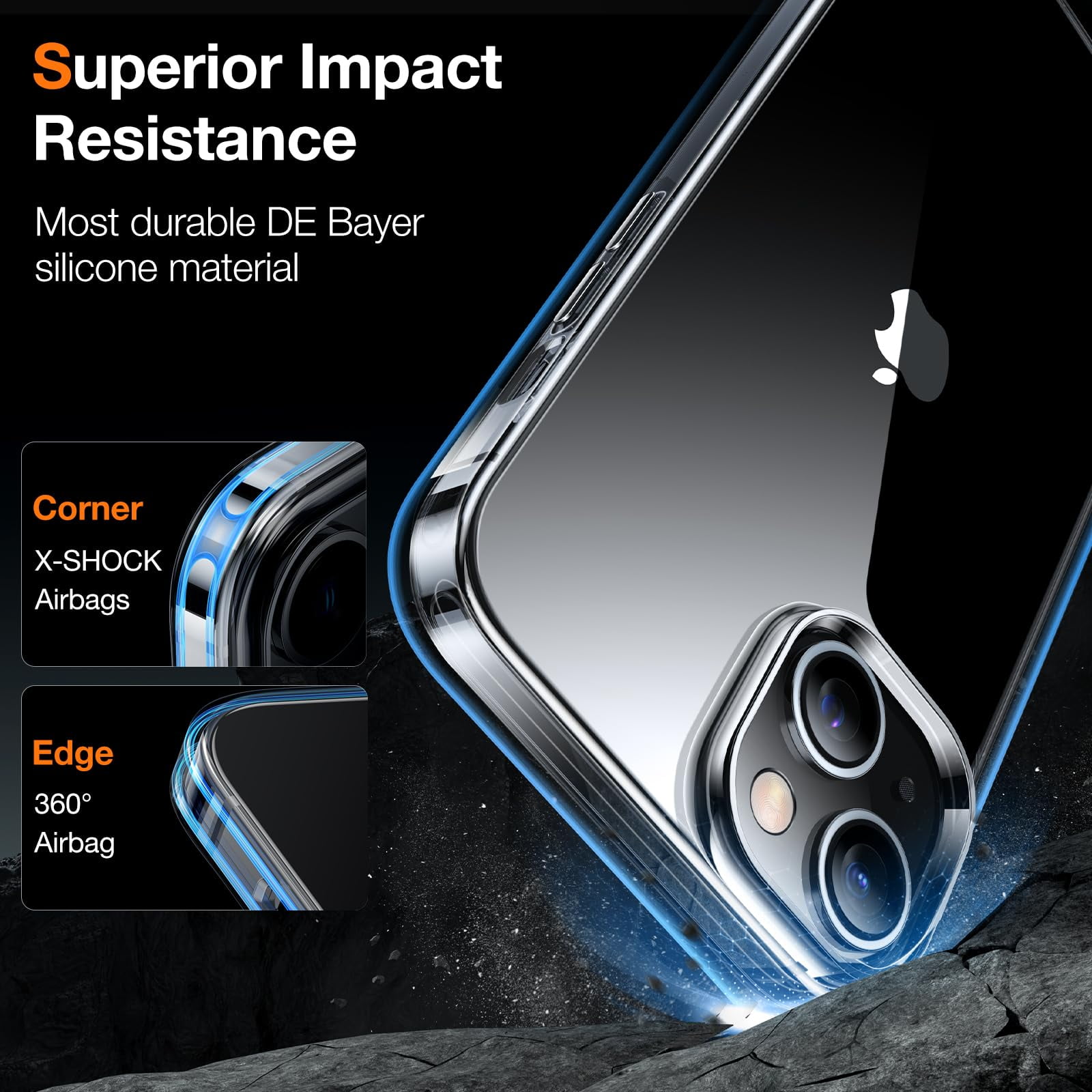 Torras iPhone 13 & iPhone 14 Phone Case, Diamond Series, Clear, 1 Each