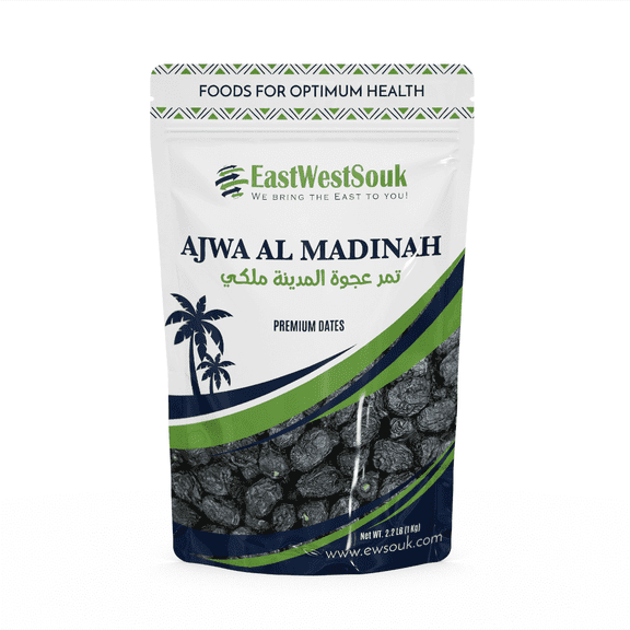 Premium Ajwa Al Madina Dates, Saudi Arabia 2.2lb Fiber-Rich Snack Dry Fruit