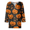 thumbnail image 5 of Halloween Shirts Women Funny 3/4 Sleeve T Shirts Horror Pumpkin Printed Pullover Spooky Button V Neck Tops Holiday Three Quarter Length Blouses, XL, 5 of 5