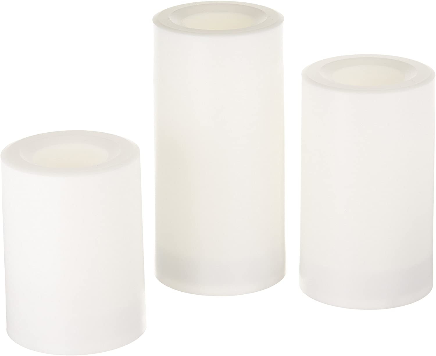 CGT20335WH3 Flameless Round Outdoor Candles with Timer, White, 3Pack