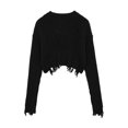 thumbnail image 3 of TRAF 2023 Otoño Y2K Suéteres cortos para mujer Jersey de punto deshilachado de manga larga Suéteres para mujer Top corto Ropa de calle, 3 of 5