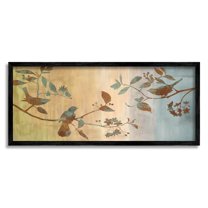 Boho Birds Perched Branches Botanical & Floral Graphic Art Black Framed Art Print Wall Art