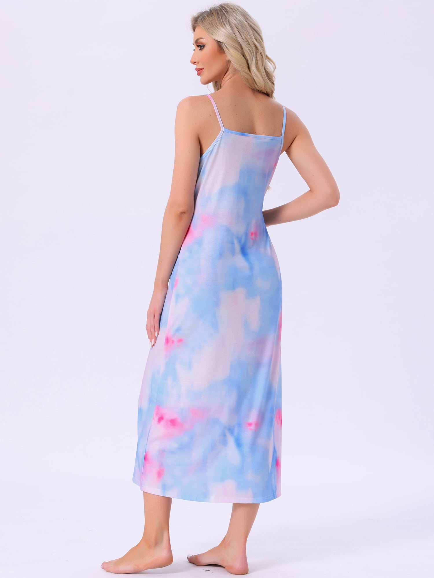 DARING DIVA Women's Spaghetti Strap Full Slip Midi Under Dress XL Blue Pink