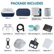 4-6 Person Outdoor Portable Inflatable Heated Hot Tub with 130 Bubble Jets, Square Inflatable Heated Pool Spa with Insulated Cover, Insulated Cover and Carry Bag, Blue