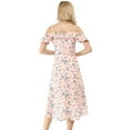 thumbnail image 6 of INSPIRE CHIC Women's Spaghatti Straps Ruffled a-Line Midi Floral Dresses XS Pink, 6 of 8
