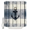 thumbnail image 2 of Navy Blue Nautical Waterproof Fabric Shower Curtain, Coastal Blue Striped Vintage Shower Curtain for Bathroom Curtains Bathtubs Hotel Washable Shower Curtains with 12 Hooks Extra Long 72x96, 2 of 6