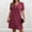 Wine, variant on IUYRTFE Women Solid Color Short Sleeve V Neck Ribbed Dress Casual Loose Fit Summer Mini Dress