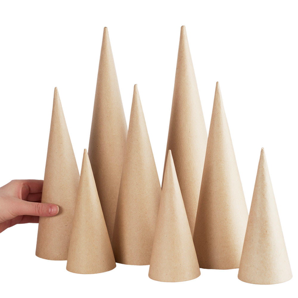 Factory Direct Craft Unfinished Paper Mache Craft Cones Variety of Sizes  Pack of 8
