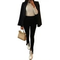 thumbnail image 2 of Kmbangi Women's Solid Color Long Pants, Ankle Length Skinny Ruched Leggings, 2 of 6