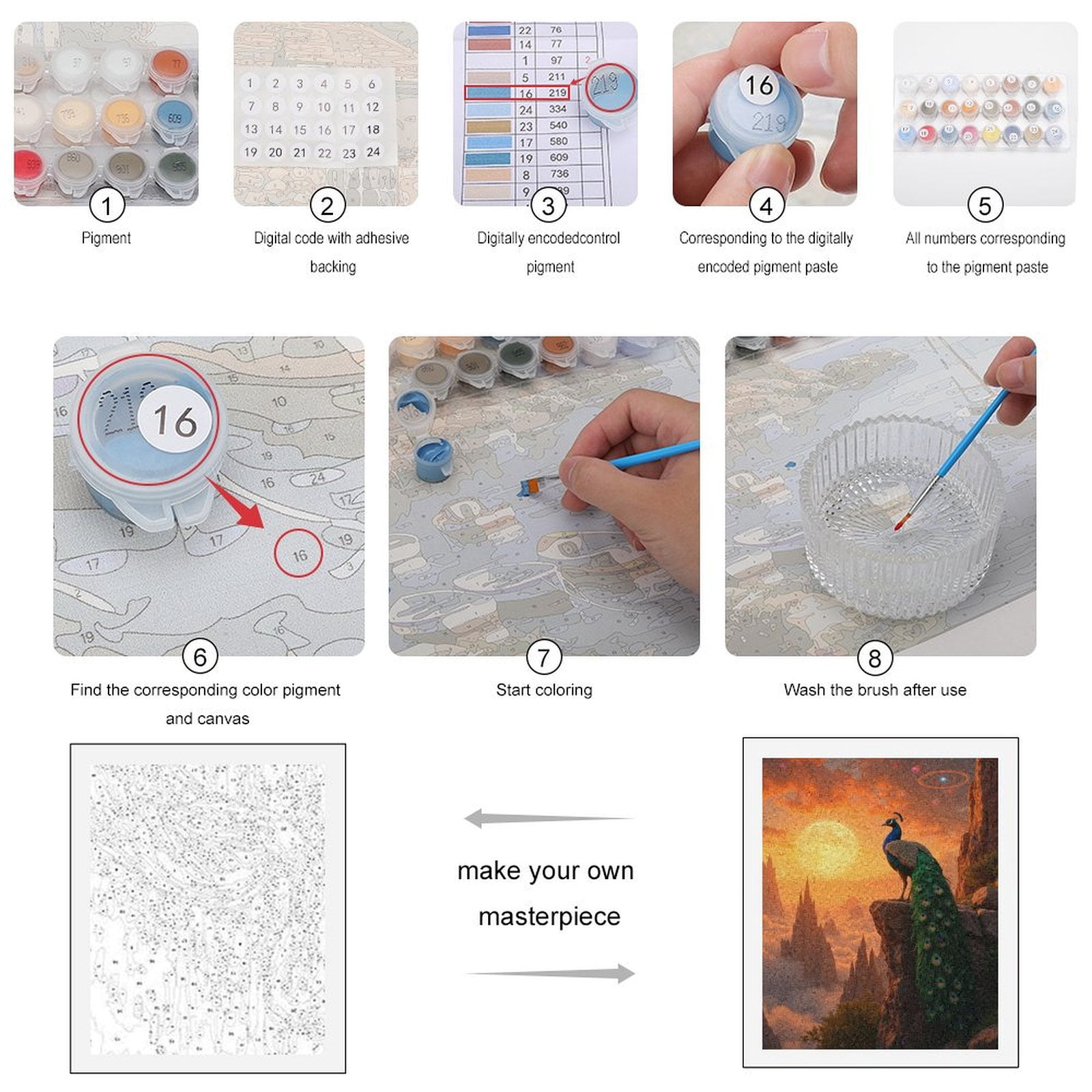 Paint by Numbers Kit for Adults, Peacock At Sunset Cliff Visions Paint by Numbers, Easy Paint by Numbers Kit for Adults Beginner, DIY Adult Paint by Number Kits on Canvas, Home Decor